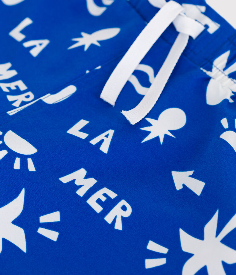 Shorts da mare bambino con stampa blu PORCELANA/ MARSHMALLOW