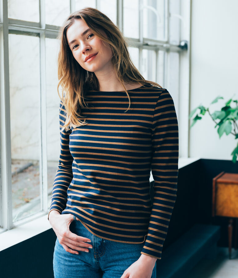 marini&egrave;re iconica donna blu SMOKING/marrone BRINDILLE BRILLANT