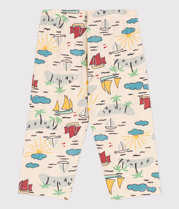 Pantaloni beb&egrave; in jersey stampato ecru/multicolore