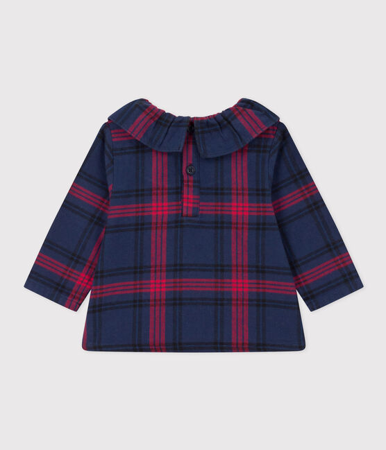 Blusa a manica lunga di flanella per bebè blu SMOKING/bianco MULTICO