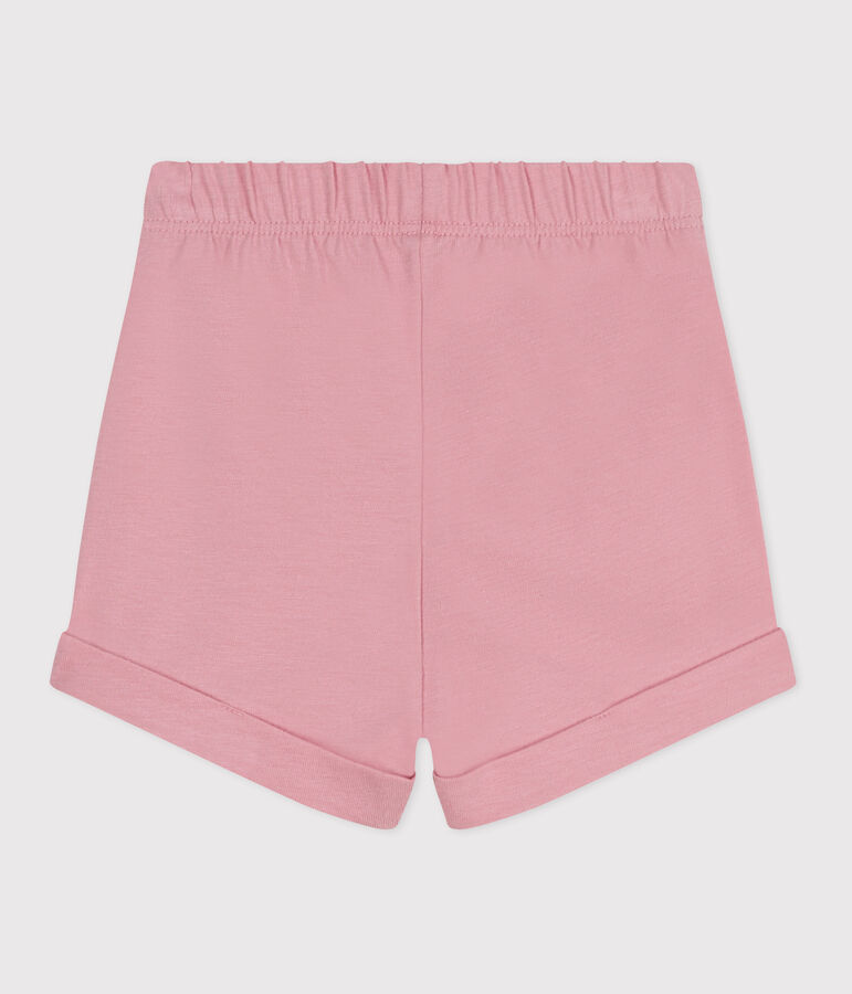 Shorts in cotone tinta unita neonato rosa