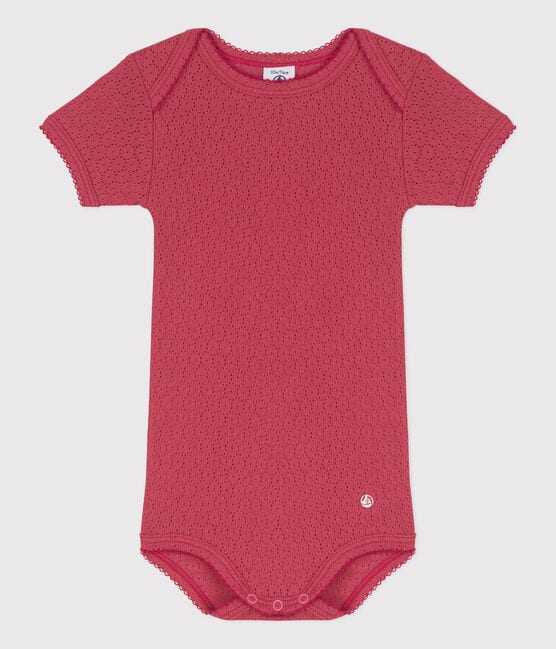 Body a maniche corte bebè in maglia traforata rosa PAPI