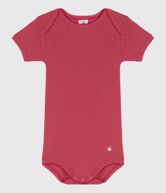 Body a maniche corte bebè in maglia traforata rosa PAPI
