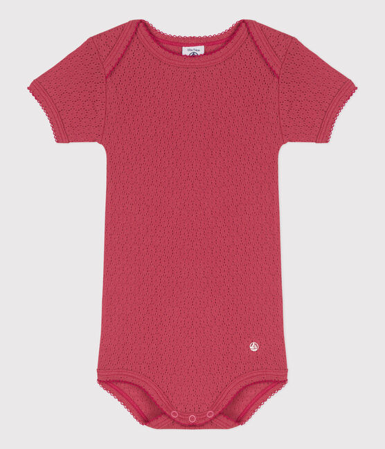 Body a maniche corte bebè in maglia traforata rosa PAPI