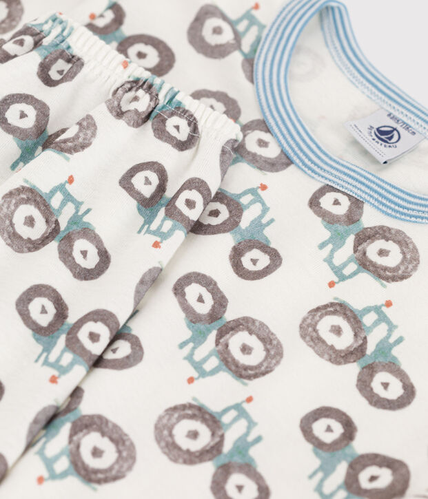 Pigiama trattore bambino unisex in cotone bianco/multicolore
