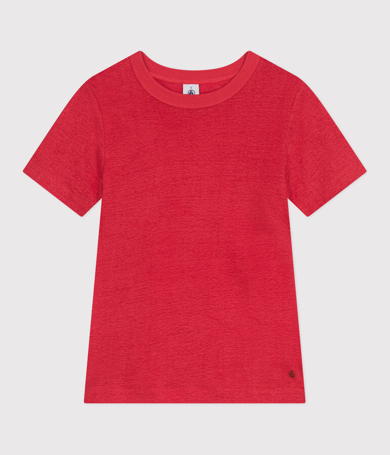 T-shirt a maniche corte in lino donna rosso