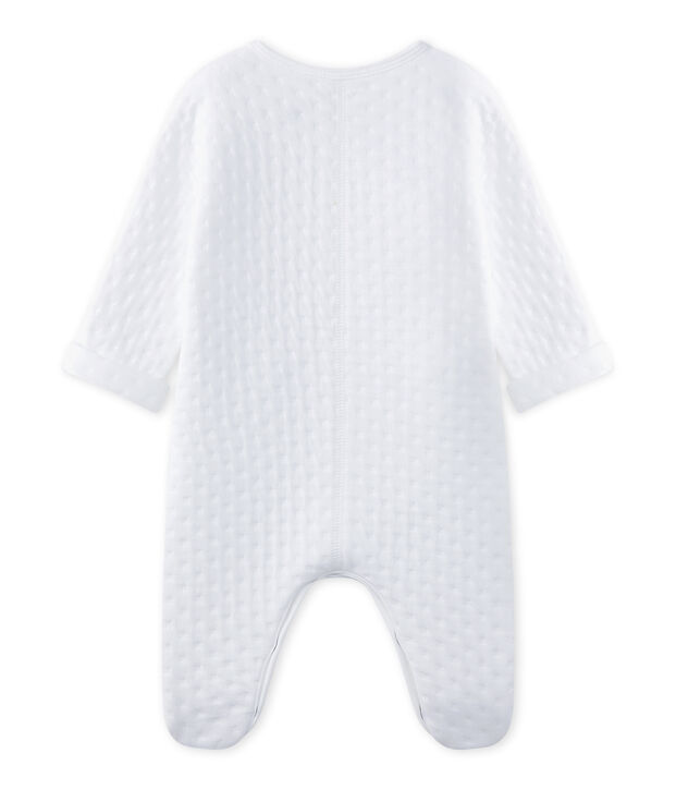 Tutina beb&eacute; unisex in tubique matelass&eacute; bianco