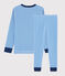 Pigiama millerighe blu bambino a costine blu RUISSEAU/bianco MARSHMALLOW