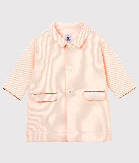 Cappotto rigato bambina bianco MARSHMALLOW/rosa ROSAKO