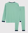 Pigiama millerighe unisex a costine verde PRADO/bianco MARSHMALLOW