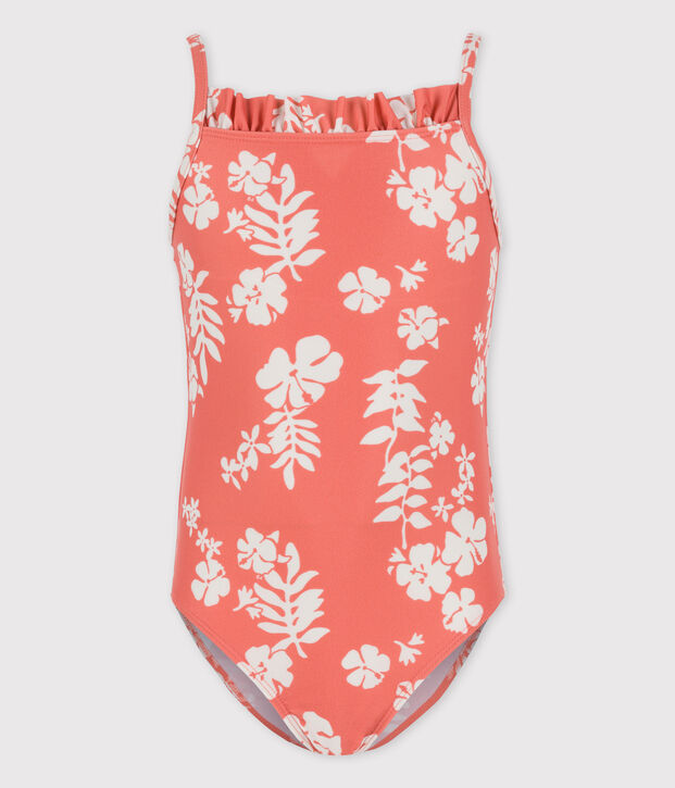 Costume da bagno intero con stampa bambina rosa/bianco