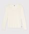 T-shirt con ampio scollo arrotondato in misto lana e cotone tinta unita donna MILK
