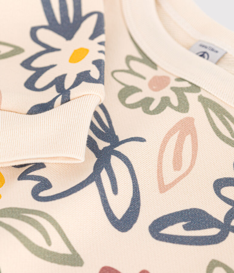 Maglia in tessuto felpato bambina ecru/multicolore