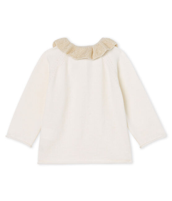 Cardigan bambina in maglia di lana e cotone bianco MARSHMALLOW