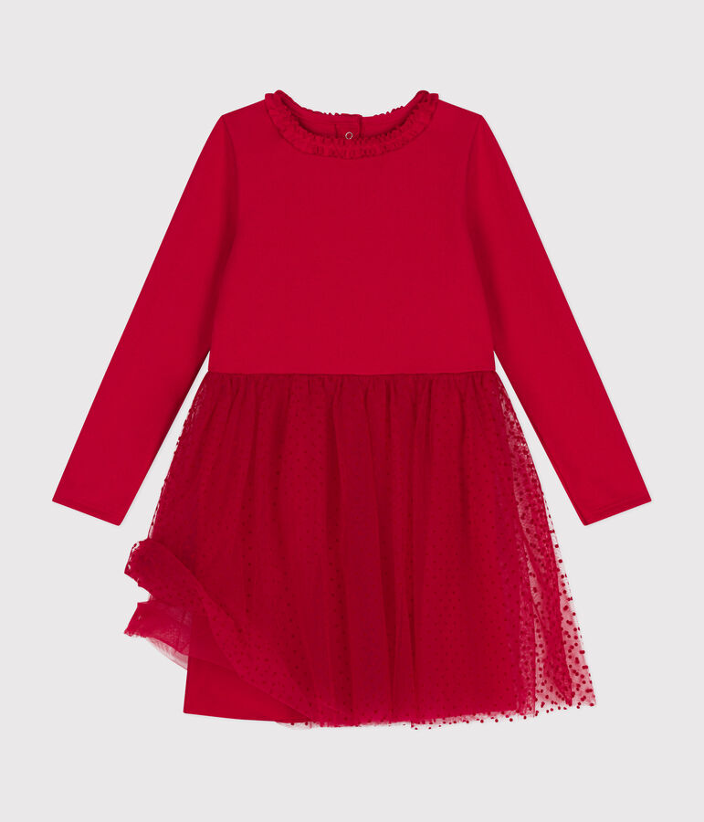 Abito in jersey pesante e tulle bambina rosso