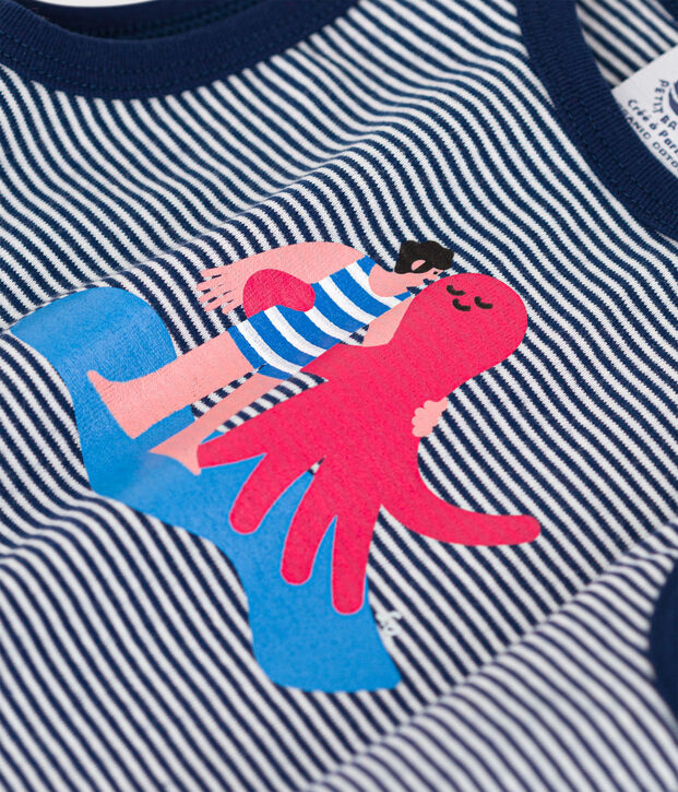 Tutina beb&egrave; Petit Bateau x Water Family blu/bianco