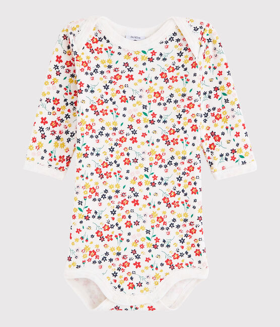 Body manica lunga bebè femmina bianco MARSHMALLOW/bianco MULTICO