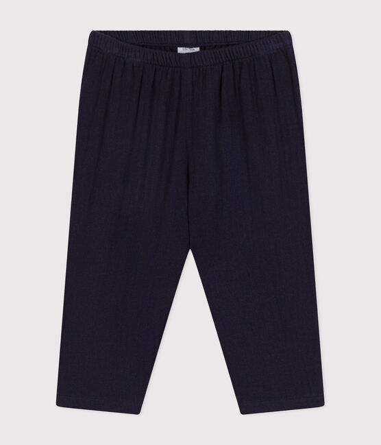 Pantaloni bebè in garza di cotone blu SMOKING