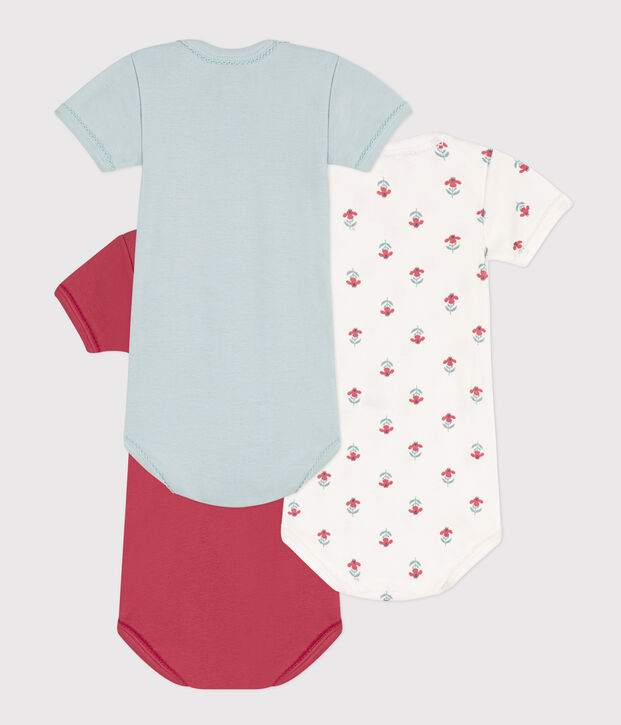 Confezione da 3 body manica corta a fiori in cotone multicolore