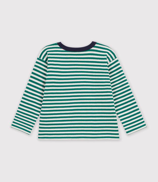 T-shirt a maniche lunghe a righe bambino verde/beige/verde