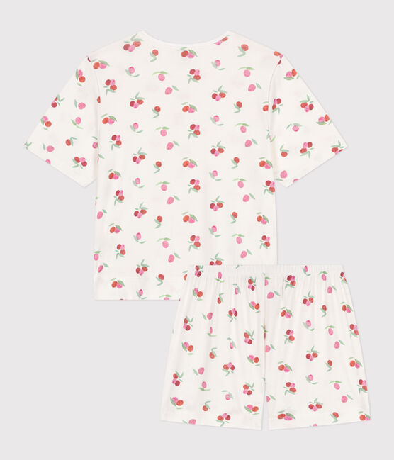 Pigiama corto in cotone con stampa di frutti donna bianco MARSHMALLOW/bianco MULTICO