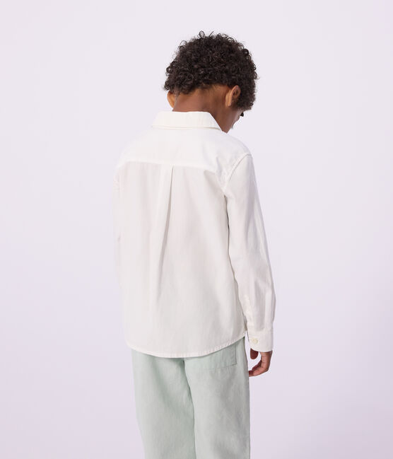 Camicia bambino a maniche lunghe in cotone tinta unita bianco ECUME