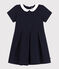 Abito a maniche corte in cotone tinta unita bambina blu SMOKING