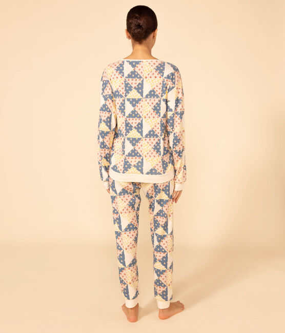 Pigiama patchwork donna in cotone bianco AVALANCHE/ MULTICO