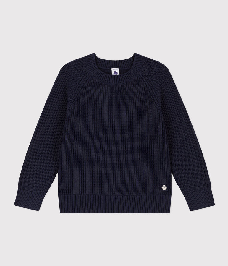 Pullover in lana e cotone bambino blu SMOKING