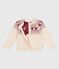 Cardigan in misto lana e cotone con motivo jacquard bambina ecru AVALANCHE/ AMARANTE