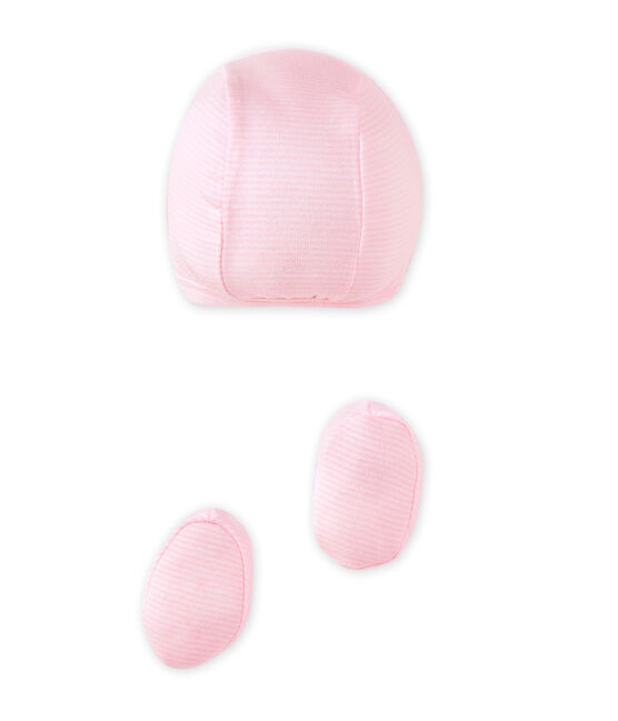 Coordinato cappellino e scarpine per bebé femmina rosa VIENNE/bianco ECUME