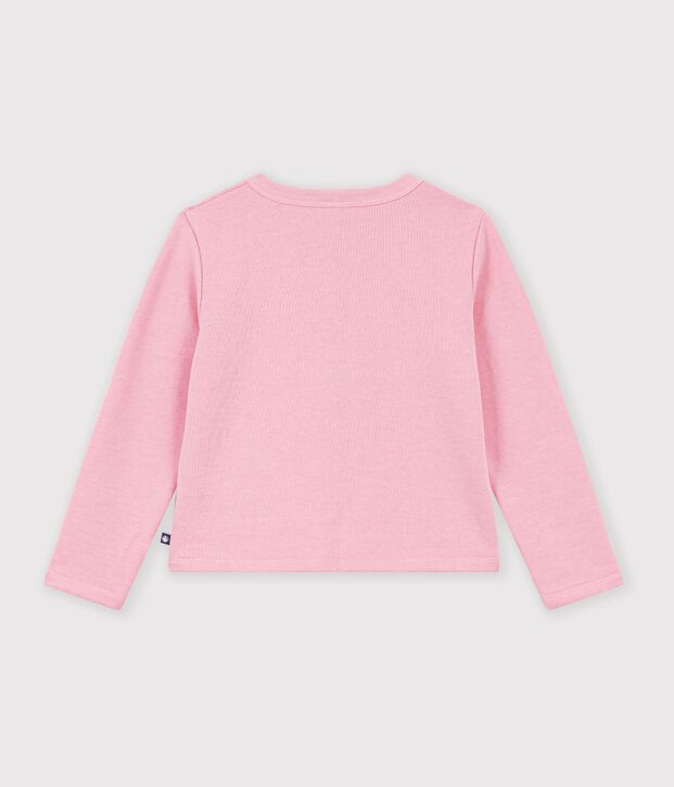 Cardigan in cotone tinta unita bambino rosa