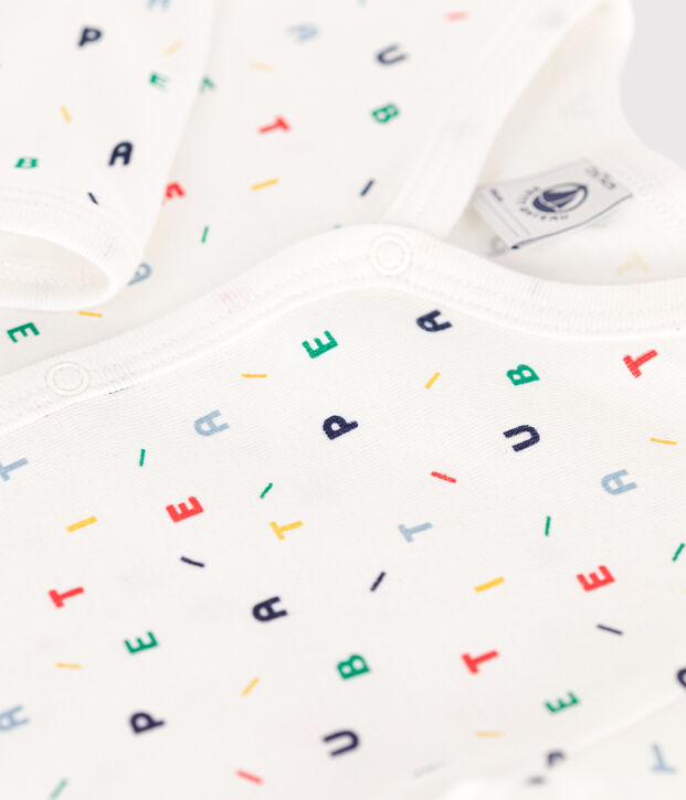 Pigiama senza piedini in cotone neonato bianco/multicolore