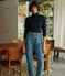 T-shirt L'Iconique donna in costa 2x2 con collo a lupetto blu SMOKING