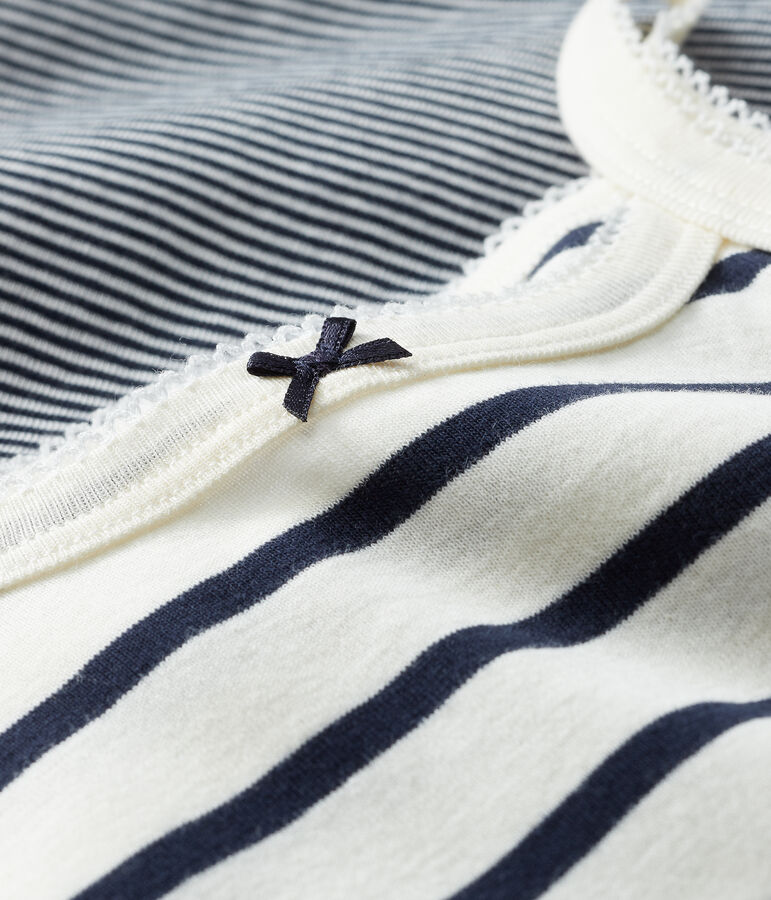 Confezione da 2 canottiere bambina con spalline a righe in cotone biologico variante 1