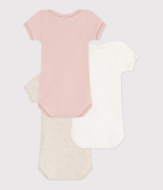 Set 3 body a maniche corte in cotone tinta unita neonato variante 1