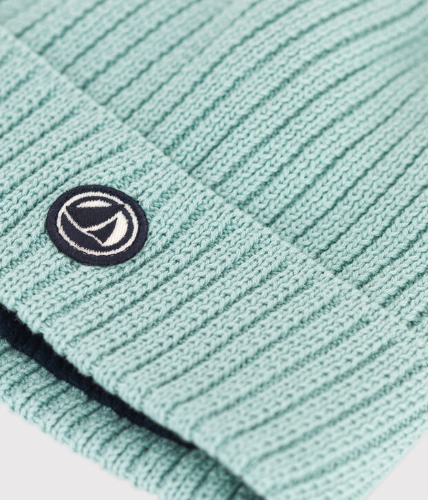 Cappello in maglia con fodera in pile bambino unisex verde