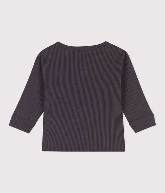 T-shirt maniche lunghe bebè in maglia a costine grigio DUMBO