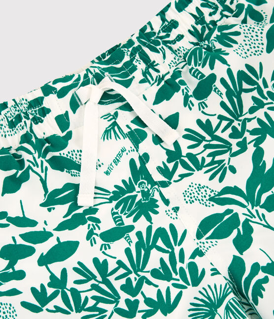 Shorts da mare riciclati con stampa bambino bianco MARSHMALLOW/verde GAZON