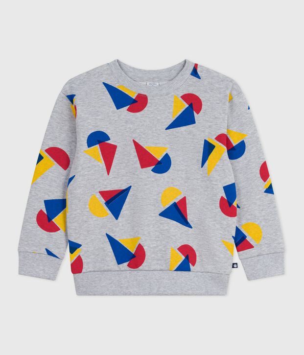 Felpa in cotone stampato bambino grigio/multicolore