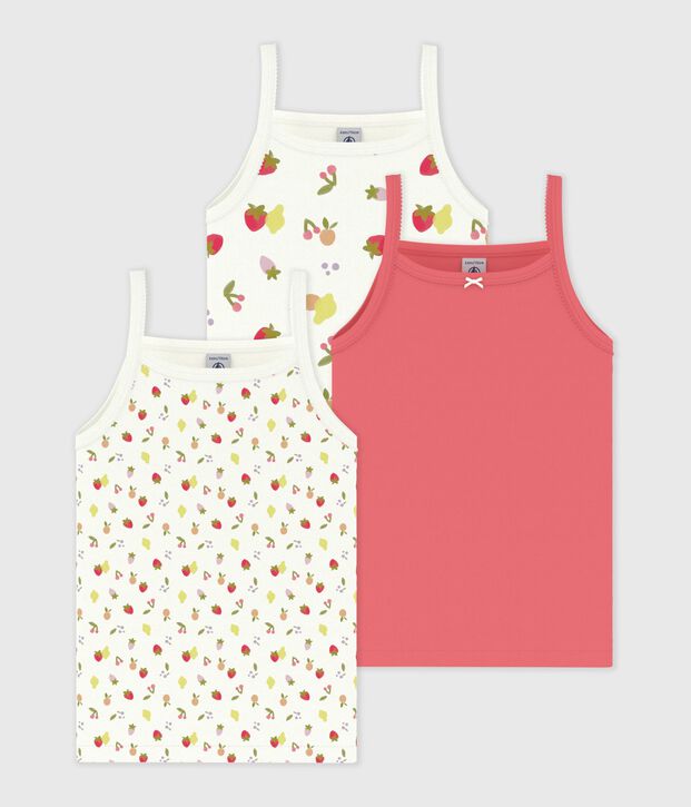 Set di canotte bambina in cotone con frutti stampati multicolore