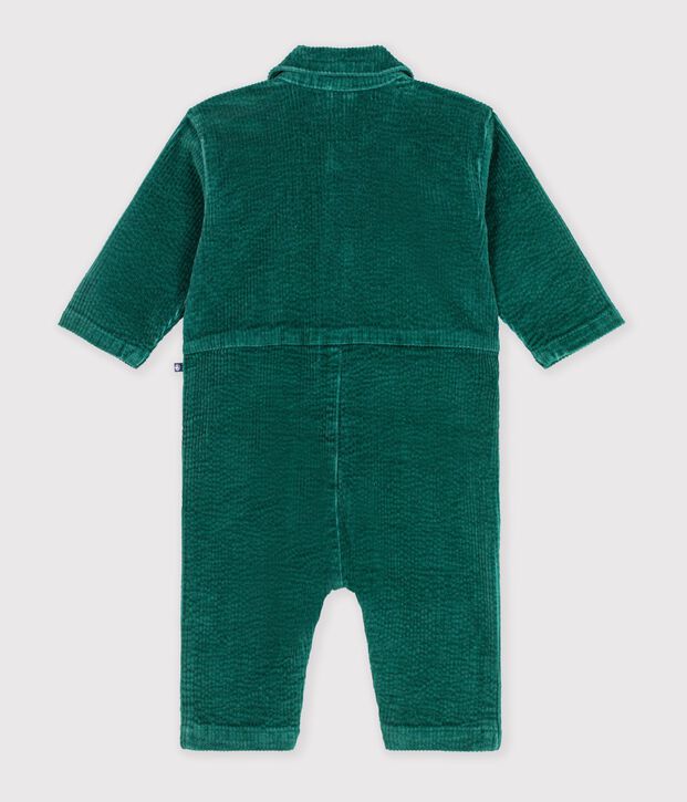 Tutina lunga in ciniglia tinta unita neonato verde