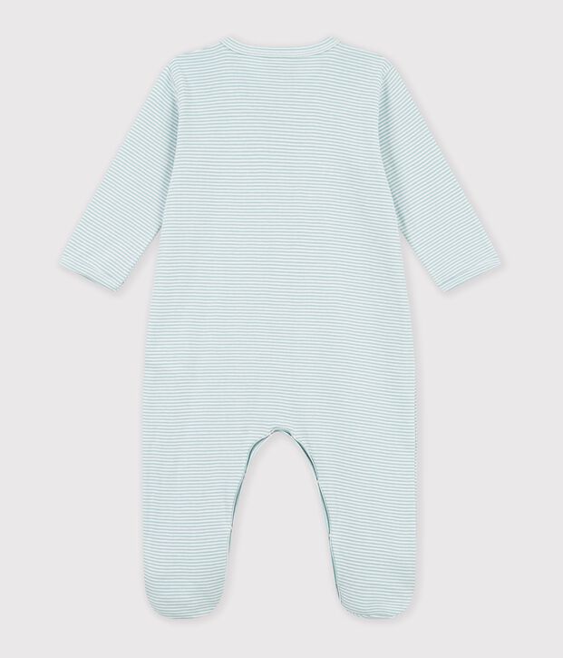 Pigiama in cotone millerighe neonato verde/bianco