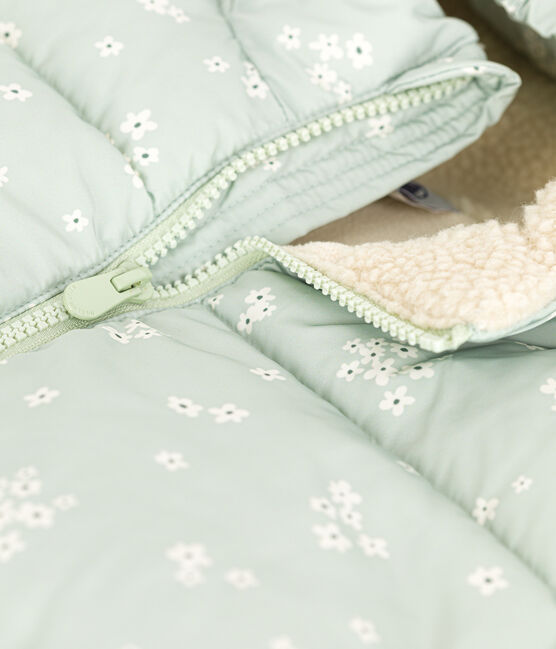 Piumino con cappuccio retraibile bambina verde HERBIER/bianco MULTICO