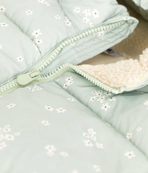 Piumino con cappuccio retraibile bambina verde/multicolore