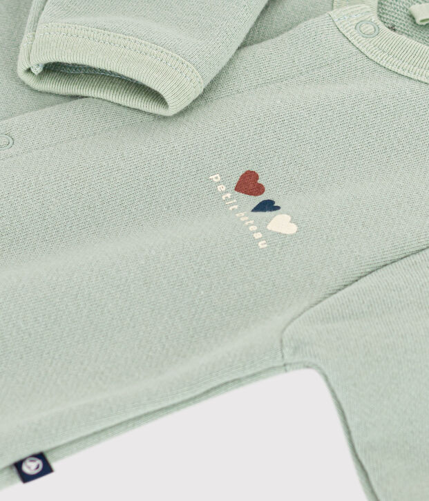 Tutina lunga beb&egrave; in tessuto felpato verde