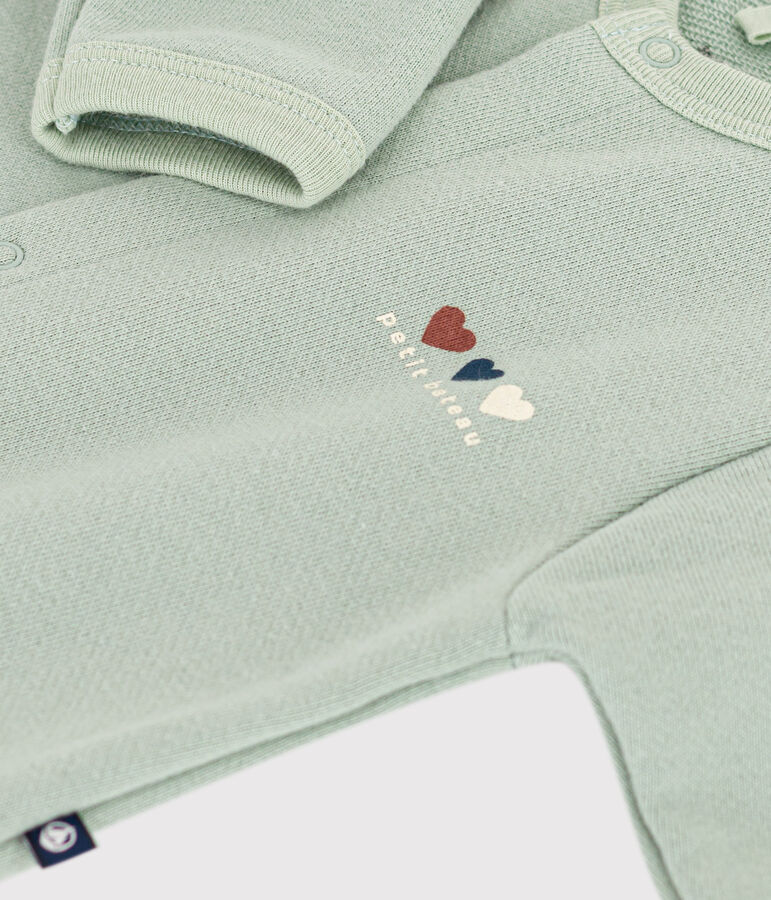 Tutina lunga beb&egrave; in tessuto felpato verde HERBIER