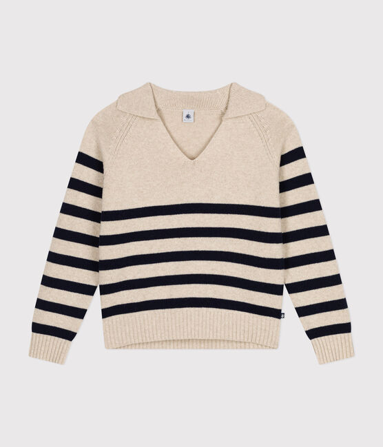 Maglione in misto lana e cotone donna bianco AVALANCHE/blu SMOKING