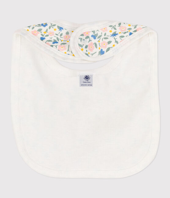 Bavaglino singolo in cotone a fiori bianco MARSHMALLOW/bianco MULTICO