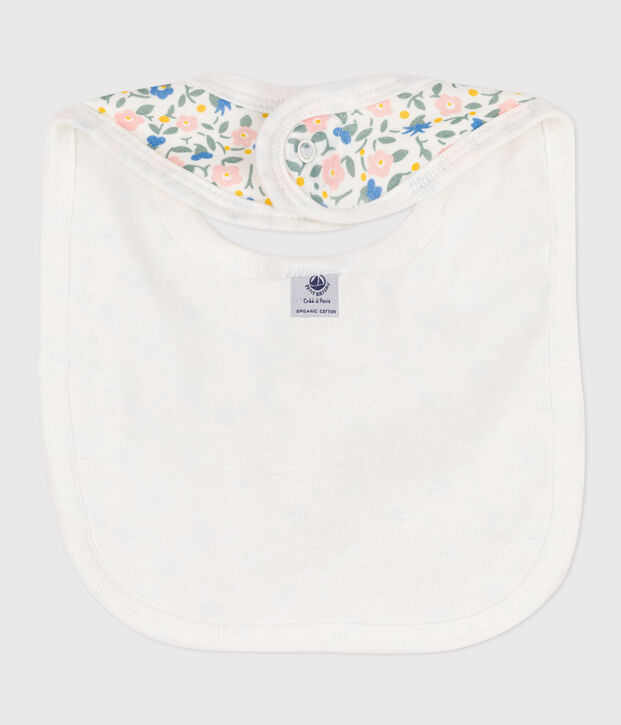 Bavaglino singolo in cotone a fiori bianco/multicolore